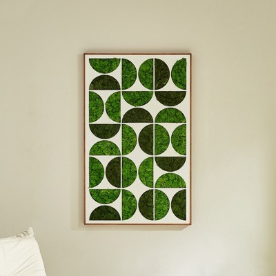 ChicFurnit Wall Art Moony Moss Metal Decor Geometric Artistic Fusion for Home Living Room and Office, Green, 26"*41.6"*1.58"