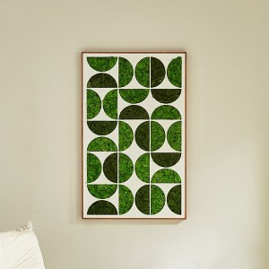 ChicFurnit Wall Art Moony Moss Metal Decor Geometric Artistic Fusion for Home Living Room and Office, Green, 26"*41.6"*1.58" - 1 of 4
