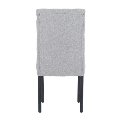 Gray Linen Upholstered Button Tufted Dining Side Chair Set