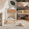 Fluted Nightstand, Modern Bedside Table with Storage Drawers and Open Wood Shelf, Night Stand with Solid Wood Legs - 4 of 4