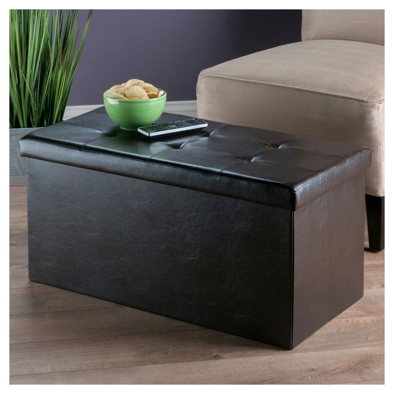 Ashford Ottoman with Accent Stools - Faux Leather - Espresso - Winsome, 6 of 7