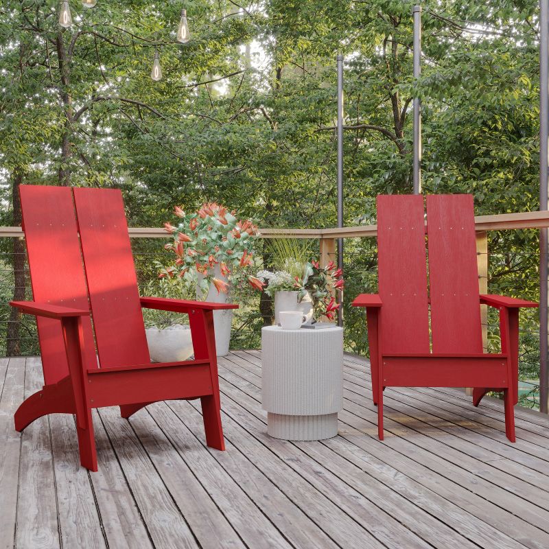 Flash Furniture Set of 2 Sawyer Modern All-Weather Poly Resin Wood Adirondack Chairs, 3 of 13