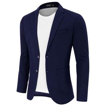 Men's Casual Blazer Linen Sport Coat Two Button Lightweight Jackets Business Daily Suit