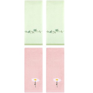 REGALWOVEN 4 Pcs Floral Pattern Cotton Bathroom Hand Towel - 1 of 4