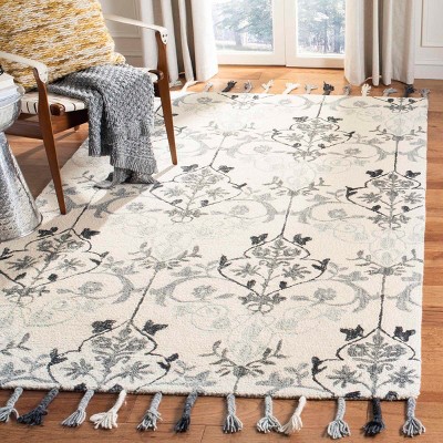 Hand-Knotted Ivory Wool Suzani Area Rug 3' x 5'