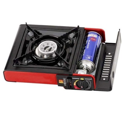 MPM Fuel Portable Butane Stove Camping Outdoor Gas Stove Carrying Box Red