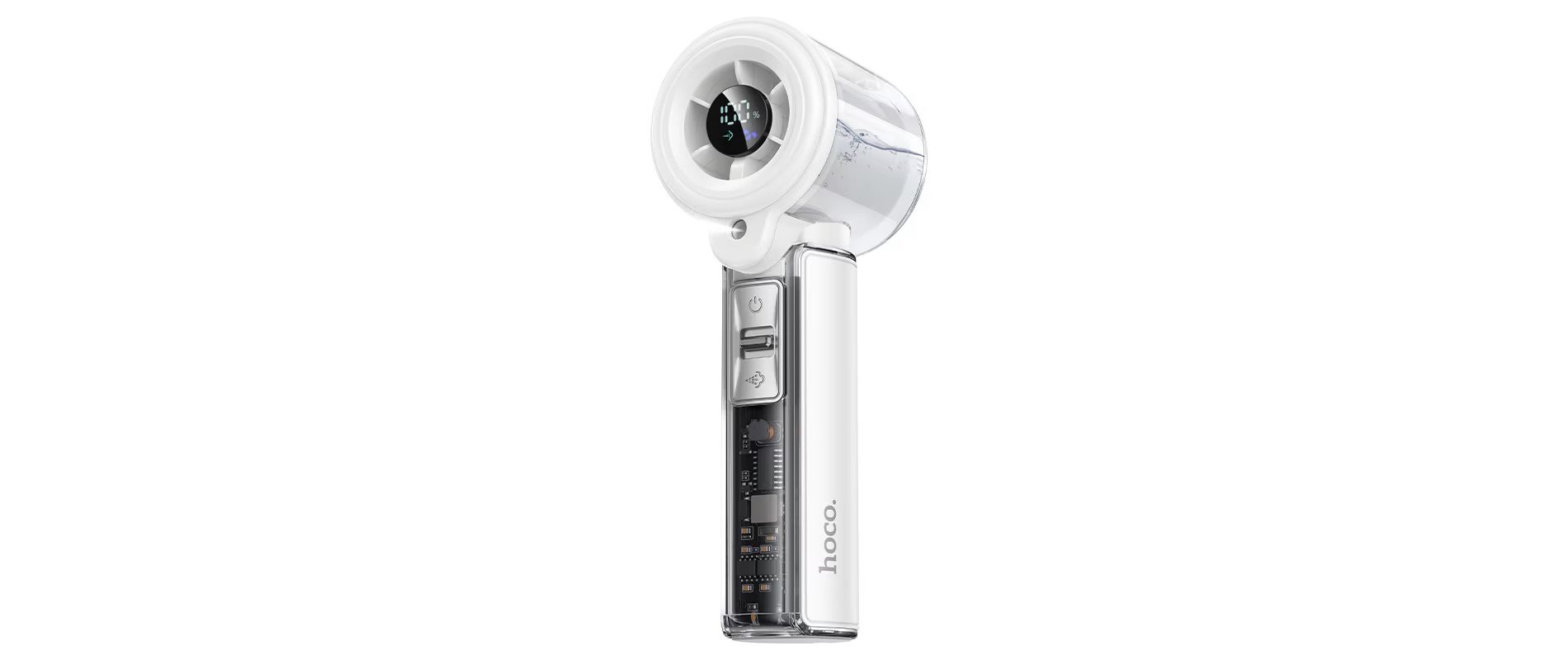 hoco. HX613 Handheld Portable Fan with Cooling Mist, 100-Level Airflow, LED Display