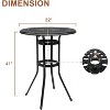 VINGLI 32" Outdoor Bar Table, Patio Bar Height Table with Umbrella Hole, Round High Top Table Cast Aluminum Tall Outdoor Table Bistro Table - 3 of 4