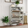 KTMBDW Shoe Cabinet with 3 Rattan Flip Drawers and Storage Drawer, Shoes Cabinet with Adjustable Shelves, Narrow Shoe Rack for Entryway, Hallway - 4 of 4