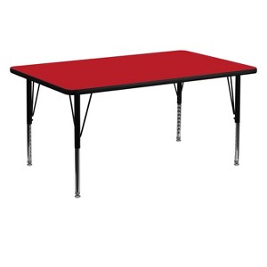 Emma and Oliver 30x60 Rectangle HP Laminate Adjustable Preschool Activity Table - 1 of 2
