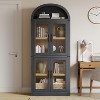 Arched Bookshelf with Doors and Drawers, 71.4" Farmhouse Bookcase - 2 of 4