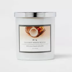 Lidded Glass Candle Coconut White Woods - Threshold™