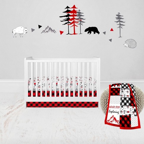 Bacati Lumberjack Red Black Gray 3 Pc Crib Bedding Set Target