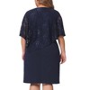 Agnes Orinda Women's Plus Size Lace Overlay Cape with Sleeveless Party Pencil Bodycon Dress - 4 of 4
