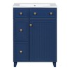 24 inch bathroom vanity storage cabinet with ceramic basin, two drawers, and one door - 3 of 4