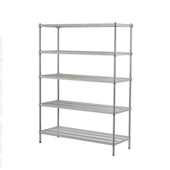 Design Ideas MeshWorks 5 Tier Full-Size Metal Storage Shelving Unit Rack for Kitchen, Office, and Garage Organization, 47.2” x 17.7” x 63,” Silver