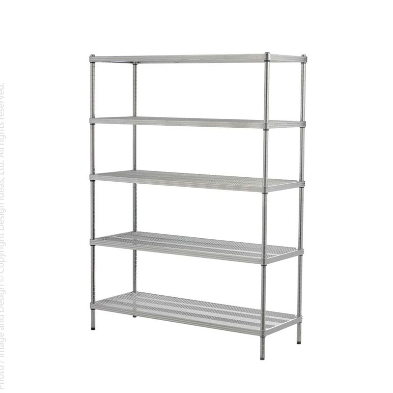 Design Ideas MeshWorks 5 Tier Full-Size Metal Storage Shelving Unit Rack for Kitchen, Office, and Garage Organization, 47.2” x 17.7” x 63,” Silver, 1 of 7
