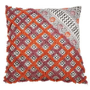 Saro Lifestyle Block Print Embroidered Floor Pillow - 1 of 2