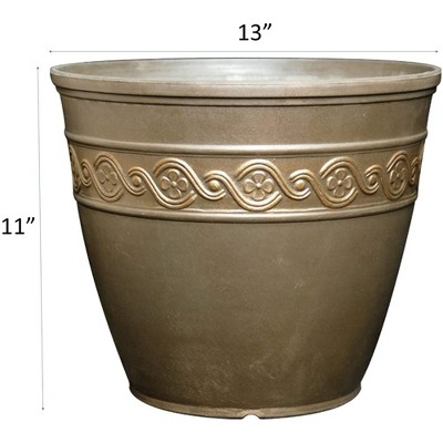 Bronze 13" Resin Indoor/Outdoor Flower Pot Planter