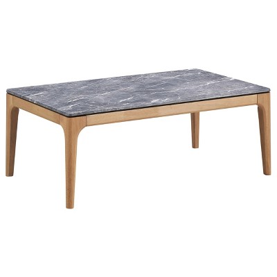 Coaster Home Furnishings Polaris Rectangular Coffee Table with Marble-Like Top Teramo and Light Oak