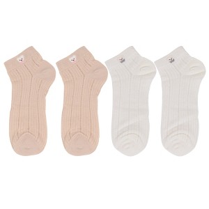 Anna-Kaci 4 Pairs Women's Ankle Mesh Socks with Bear Embroidery Lightweight Breathable Knit and Elastic Cuffs - 1 of 4