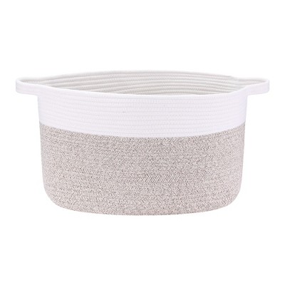 Unique Bargains Woven Handcrafted Cotton Rope Decorative Storage Basket 19" x 13.5" x 11"