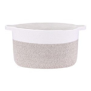 Unique Bargains Woven Handcrafted Cotton Rope Decorative Storage Basket 19" x 13.5" x 11" - 1 of 4