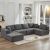 137.8" Corduroy Upholstery U-Shaped Cloud Modular Sectional Sofa with Left Chaise and Pillows, All-Foam Compression Design - 3 of 4
