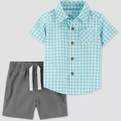 Carter's Just One You®️ Baby Boys' 2pc Gingham Top and Bottom Set - Blue