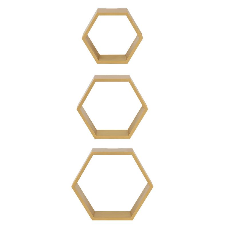 3pc Putnam Hexagon Wood Shelf Set Gold - Kate &#38; Laurel All Things Decor, 3 of 8
