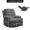 Swivel Rocker Chair Small Rocking Recliner for Small Spaces, Upholstered Fabric Glider Chair with Side Pockets Cup Holder, Massage and Heat Recliner - 2 of 4