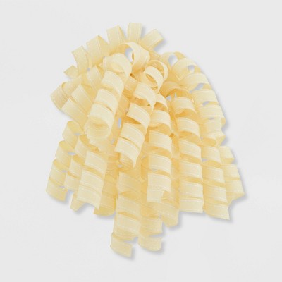 7.5"x6" Fabric With White Stitch Curly Gift Bow Light Yellow - Spritz™