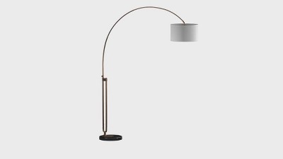 Elegant 84'' Antique Gold Arc Floor Lamp with White Cotton Shade