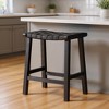 HomeRoots 26" Charcoal and Black Faux Leather and Solid Wood Backless Counter Height Bar Chair - 2 of 4
