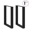 vidaXL Coffee Table Legs U-Shaped - Black Steel, Adjustable Levelers, Modern Design, For Living Room/Dining Area - 60x(72-73) cm - 3 of 4