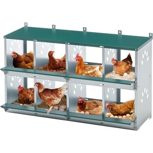 Chicken Nesting Box,8 Hole Metal Roll Away Nest Box,8 Compartment Nesting Box,Heavy Duty Metal Nest Boxes for Chicken and Poultry to Collect Eggs - 1 of 4