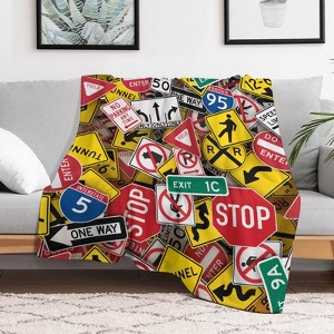 Driving Instructor Fun Road Sign Christmas Throw Blanket Soft Fleece Christmas Blanket Cozy Flannel Throw for Couch Bed 60x80 inches - 1 of 1