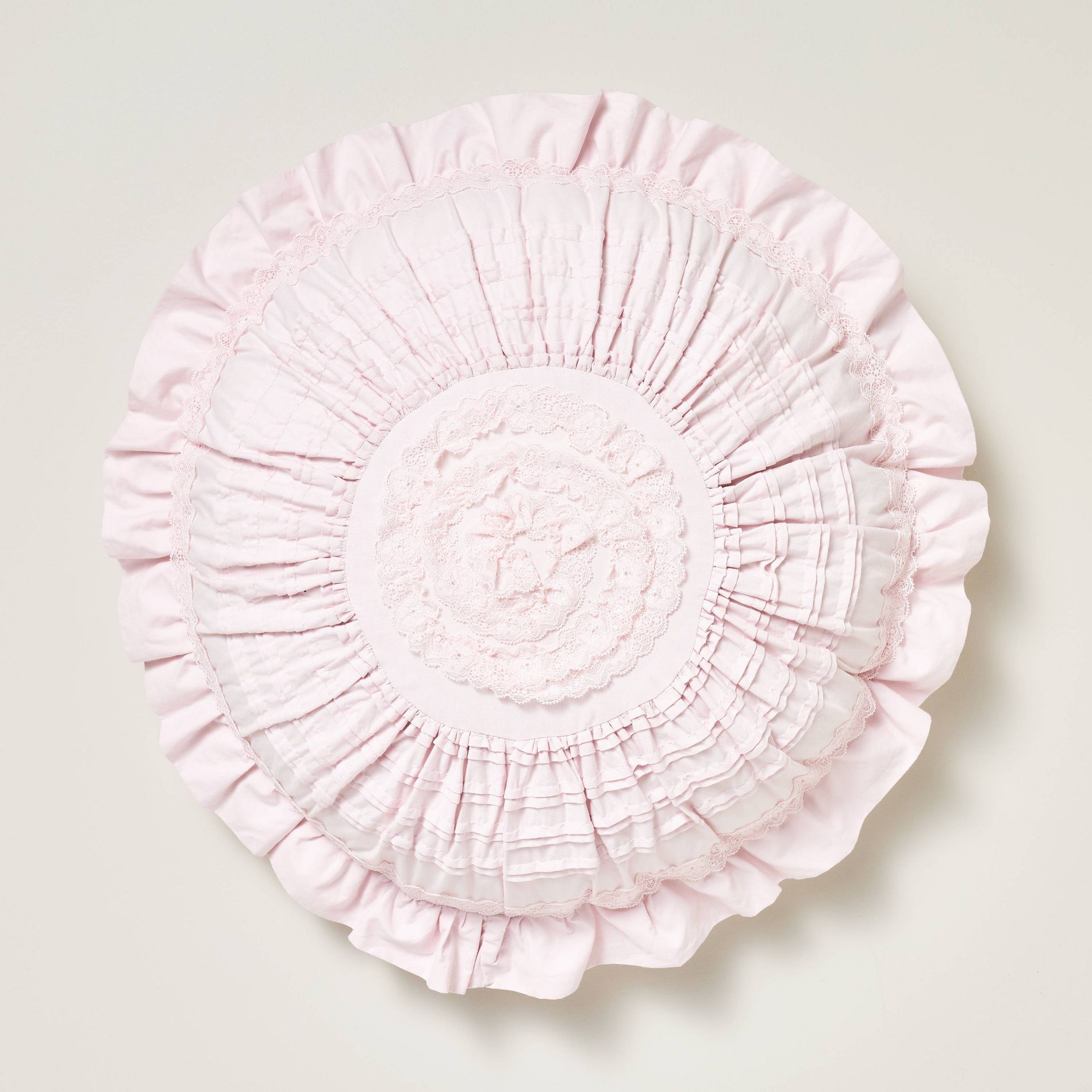 16"x16" Ruffle Round Pillow Pink Simply Shabby Chic