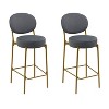 CAVINAS Round Bar Stools Set of 2, Velvet Fabric Counter Height Bar Stool Chair with Footrest and Metal Frame for Pub, Dining Room - 4 of 4