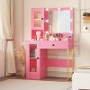 Vanity Desk with Mirror and Lights, Makeup Dressing Table w/Adjustable Bulbs, Outlets & USB Ports, Sturdy MDF Top & Metal Leg, for Bedroom - 2 of 4
