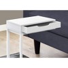 Monarch Specialties Accent Table C-Shaped End Side Snack Storage Drawer Living Room Bedroom Metal Laminate White Contemporary Modern - 3 of 4