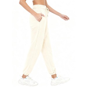 Women's Jogger Pants Casual Drawstring Waist Wide Leg Tapered Sweatpants with Side Pockets - 1 of 4