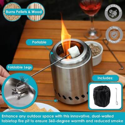 8-Inch Silver Stainless Steel Tabletop Smokeless Fire Pit