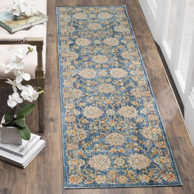 Vintage Turquoise and Multi Traditional Runner Rug