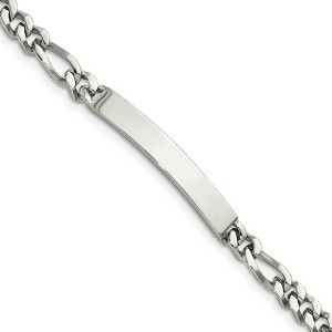 Black Bow Jewelry Men's 7mm Polished Stainless Steel Figaro Link I.D. Bracelet, 8.25 In. - 1 of 4