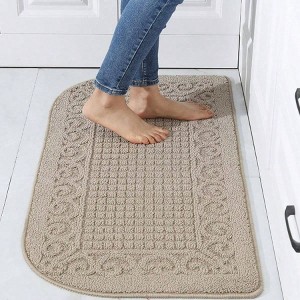 39X20inch Anti Fatigue Kitchen Rug Mats Made of 100 Polypropylene Half Round Rug Cushion in Beige Anti Slippery and Washable - 1 of 4