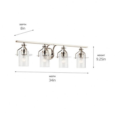 Polished Nickel 4-Light Dimmable Cylinder Vanity Fixture
