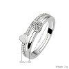 Adjustable Double Hearted Zircon Stacked Ring - Silver, Romantic Design with Sparkling Gems - 4 of 4