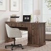 54'' Modern Executive Desk with Storage Cabinet and Drawer ¨C Brown Fluted Computer Writing Desk for Home Office, Study, Living Room - 3 of 4