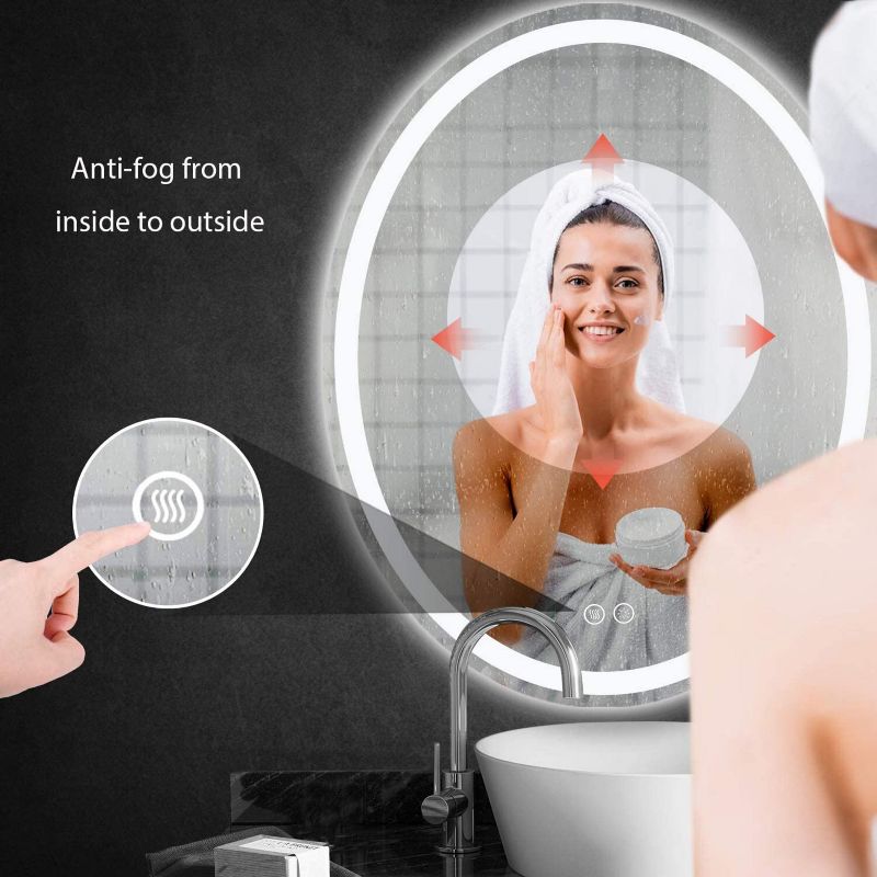 Organnice Frameless LED Light Anti Fog Bathroom Vanity Mirror, 3 of 9